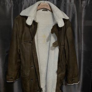 Biker Jacket Leather and Sherpa Faux